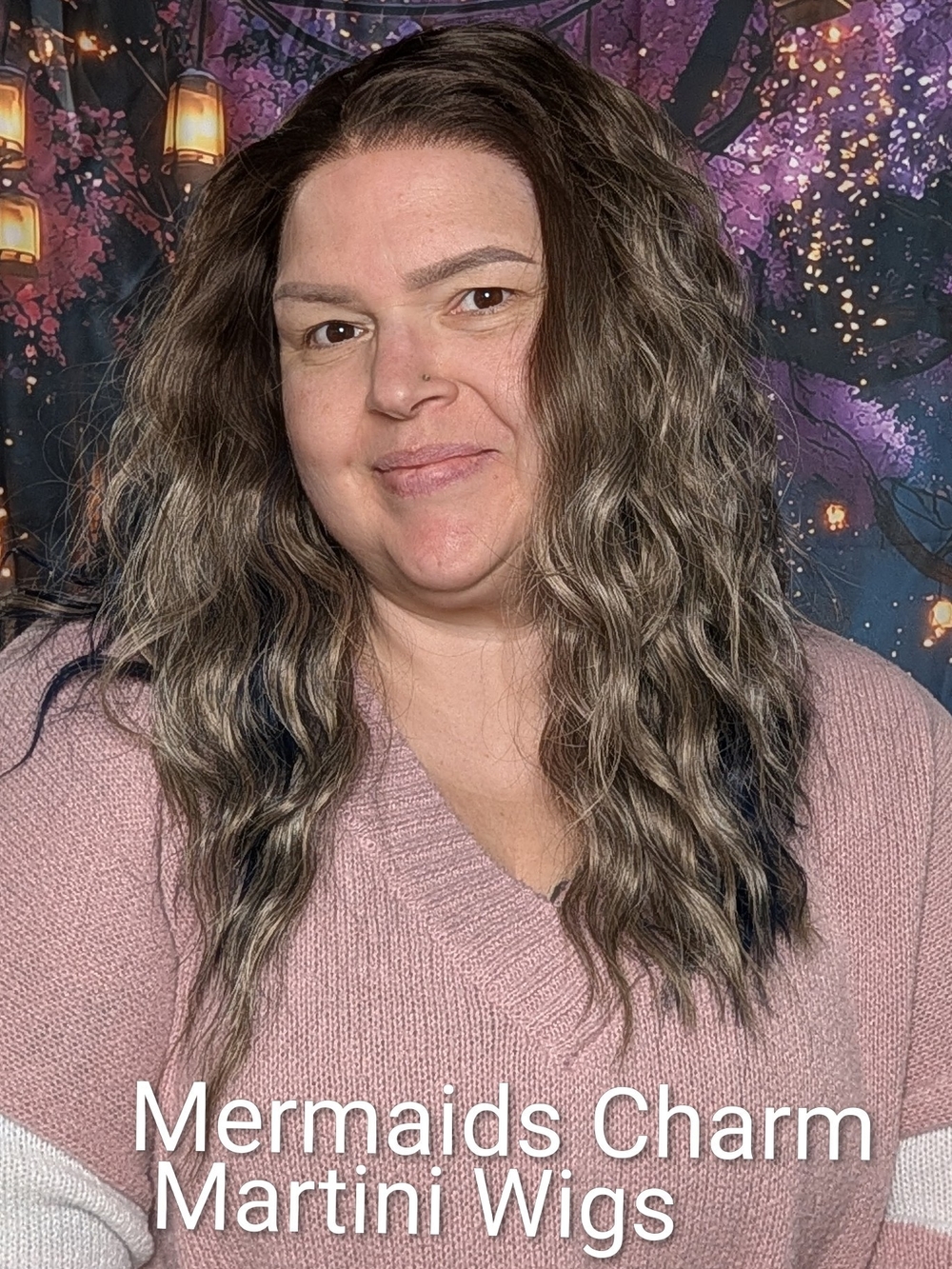 Mermaids Charm Martini Wig Lace Front Wig, Ash Brown with Dark Blue Lowlights